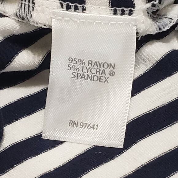 J. Jill Wearever Collection Blue Stripe Midi Dress Jersey Knit Small Side split - Picture 7 of 11